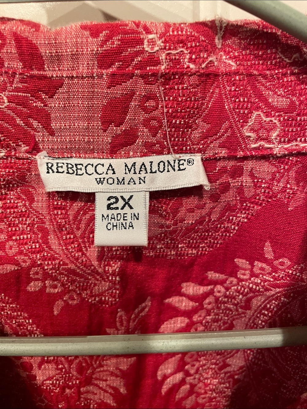 Rebecca Malone Pink-Red Paisley Button Front Blouse - Picture 2 of 7